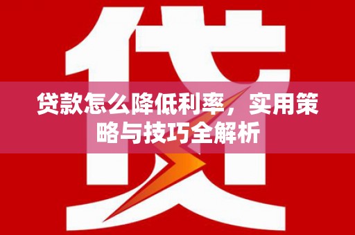 天涯贷款怎么降低利率，实用策略与技巧全解析